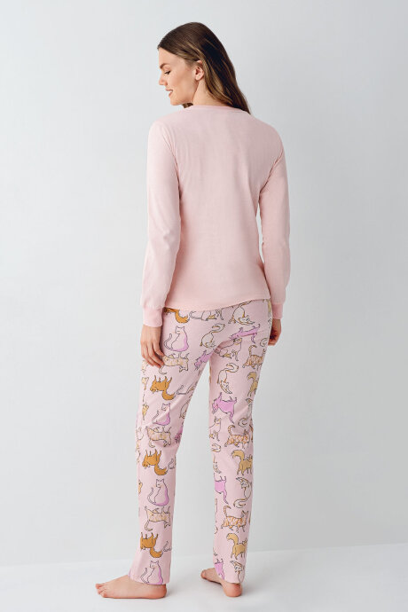 Rolypoly Kadın Pamuklu Kışlık Regular Fit Pembe Pijama Takımı RP3710-S-V2 - 3