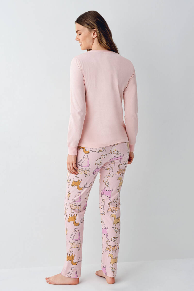 Rolypoly Kadın Pamuklu Kışlık Regular Fit Pembe Pijama Takımı RP3710-S-V2 - 3