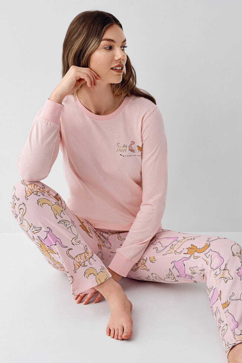 Rolypoly Kadın Pamuklu Kışlık Regular Fit Pembe Pijama Takımı RP3710-S-V2 - 2