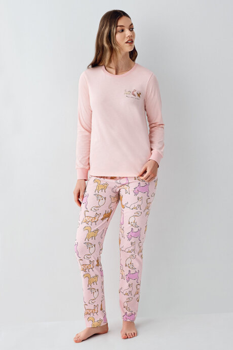Rolypoly Kadın Pamuklu Kışlık Regular Fit Pembe Pijama Takımı RP3710-S-V2
