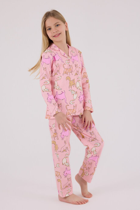 Rolypoly Kız Çocuk Pamuklu Kışlık Regular Fit Pembe Pijama Takımı RP3711-C-V2 - 3