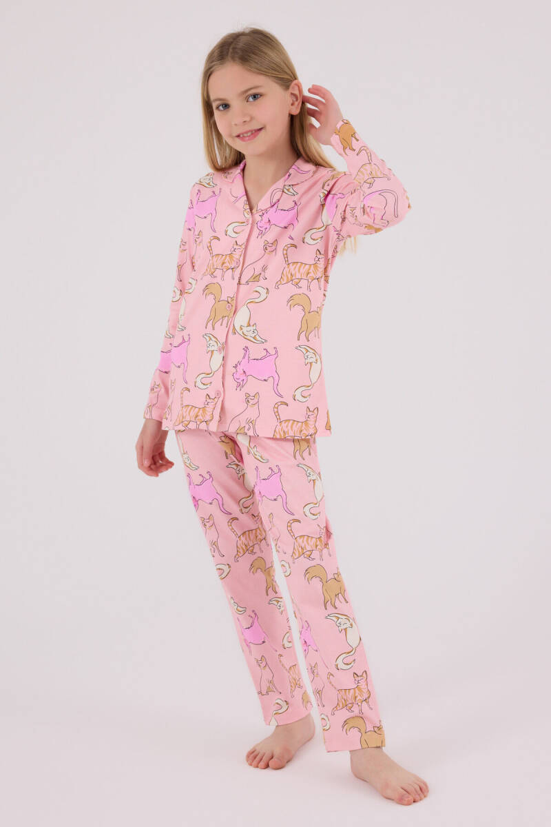 Rolypoly Kız Çocuk Pamuklu Kışlık Regular Fit Pembe Pijama Takımı RP3711-C-V2 - 4