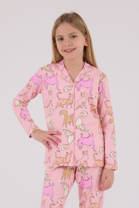Rolypoly Kız Çocuk Pamuklu Kışlık Regular Fit Pembe Pijama Takımı RP3711-C-V2 - 5