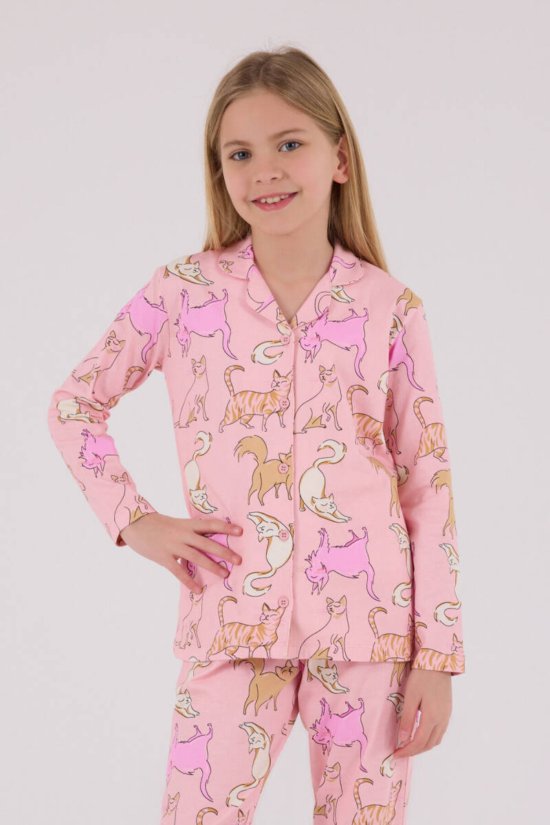 Rolypoly Kız Çocuk Pamuklu Kışlık Regular Fit Pembe Pijama Takımı RP3711-C-V2 - 5