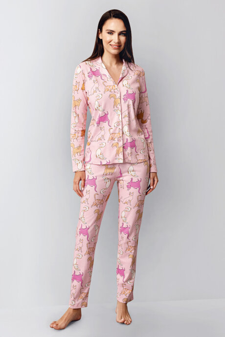 Rolypoly Kadın Pamuklu Kışlık Regular Fit Pembe Gömlek Pijama Takım RP3711-S-V2 - 3