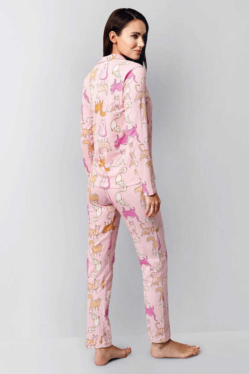 Rolypoly Kadın Pamuklu Kışlık Regular Fit Pembe Gömlek Pijama Takım RP3711-S-V2 - 5