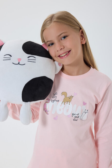 Rolypoly Kız Çocuk Pamuklu Kışlık Regular Fit Pembe Pijama Takımı RP3710-C-V2 (1)