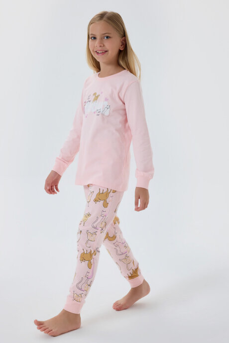 Rolypoly Kız Çocuk Pamuklu Kışlık Regular Fit Pembe Pijama Takımı RP3710-C-V2 - 4