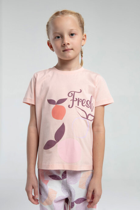 Rolypoly Kız Çocuk Bisiklet Yaka Pigment Baskılı Yazlık Regular Fit Pembe Pijama Takımı RP3617-C-V2 - 2