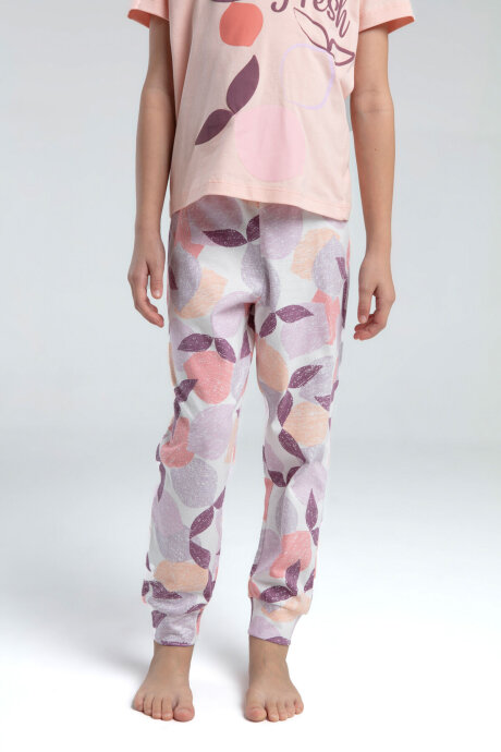 Rolypoly Kız Çocuk Bisiklet Yaka Pigment Baskılı Yazlık Regular Fit Pembe Pijama Takımı RP3617-C-V2 - 3