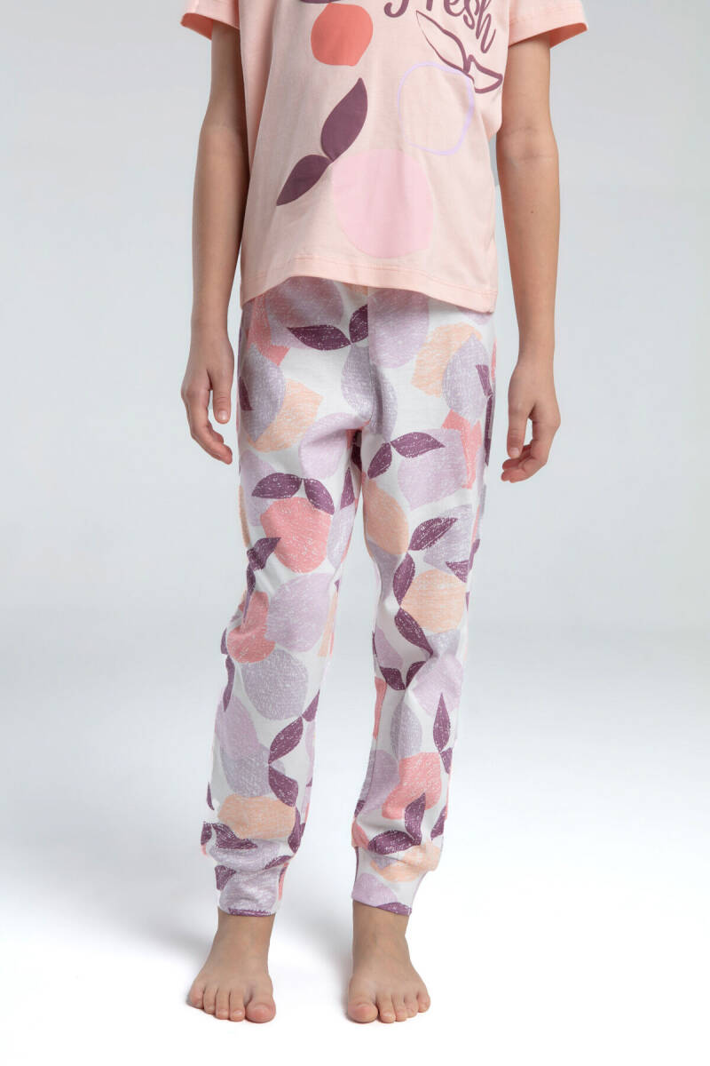 Rolypoly Kız Çocuk Bisiklet Yaka Pigment Baskılı Yazlık Regular Fit Pembe Pijama Takımı RP3617-C-V2 - 3