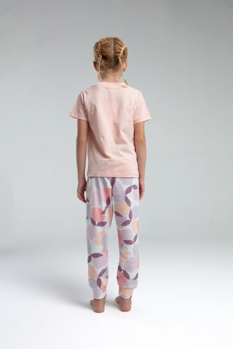 Rolypoly Kız Çocuk Bisiklet Yaka Pigment Baskılı Yazlık Regular Fit Pembe Pijama Takımı RP3617-C-V2 - 4
