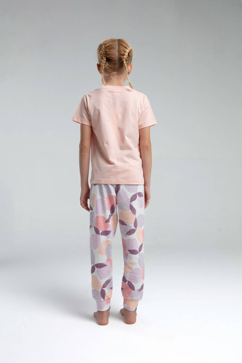 Rolypoly Kız Çocuk Bisiklet Yaka Pigment Baskılı Yazlık Regular Fit Pembe Pijama Takımı RP3617-C-V2 - 4