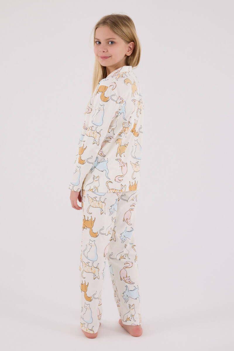 Rolypoly Kız Çocuk Pamuklu Kışlık Regular Fit Beyaz Pijama Takımı RP3711-C-V1 - 5