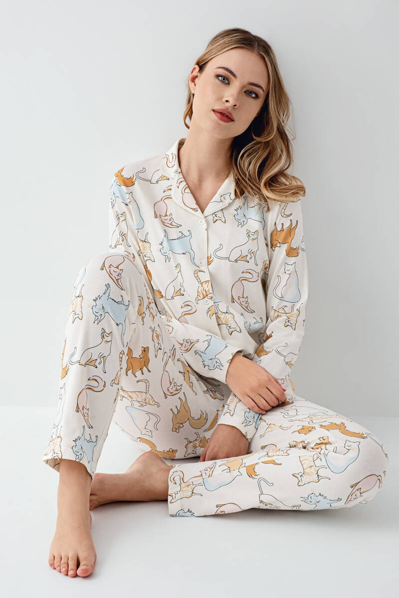 Rolypoly Kadın Beyaz Gömlek Pijama