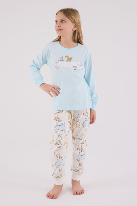 Rolypoly Kız Çocuk Pamuklu Kışlık Regular Fit Mavi Pijama Takımı RP3710-C-V1 - 3