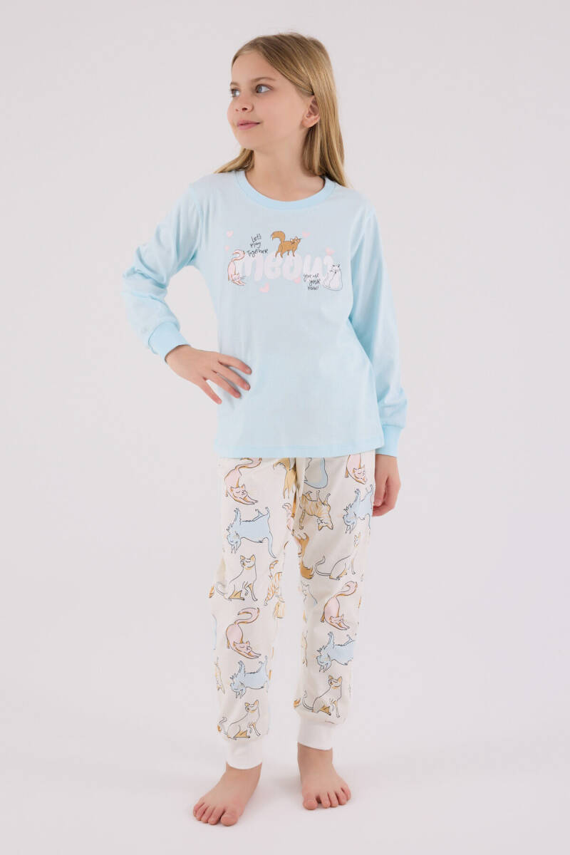 Rolypoly Kız Çocuk Pamuklu Kışlık Regular Fit Mavi Pijama Takımı RP3710-C-V1 - 3