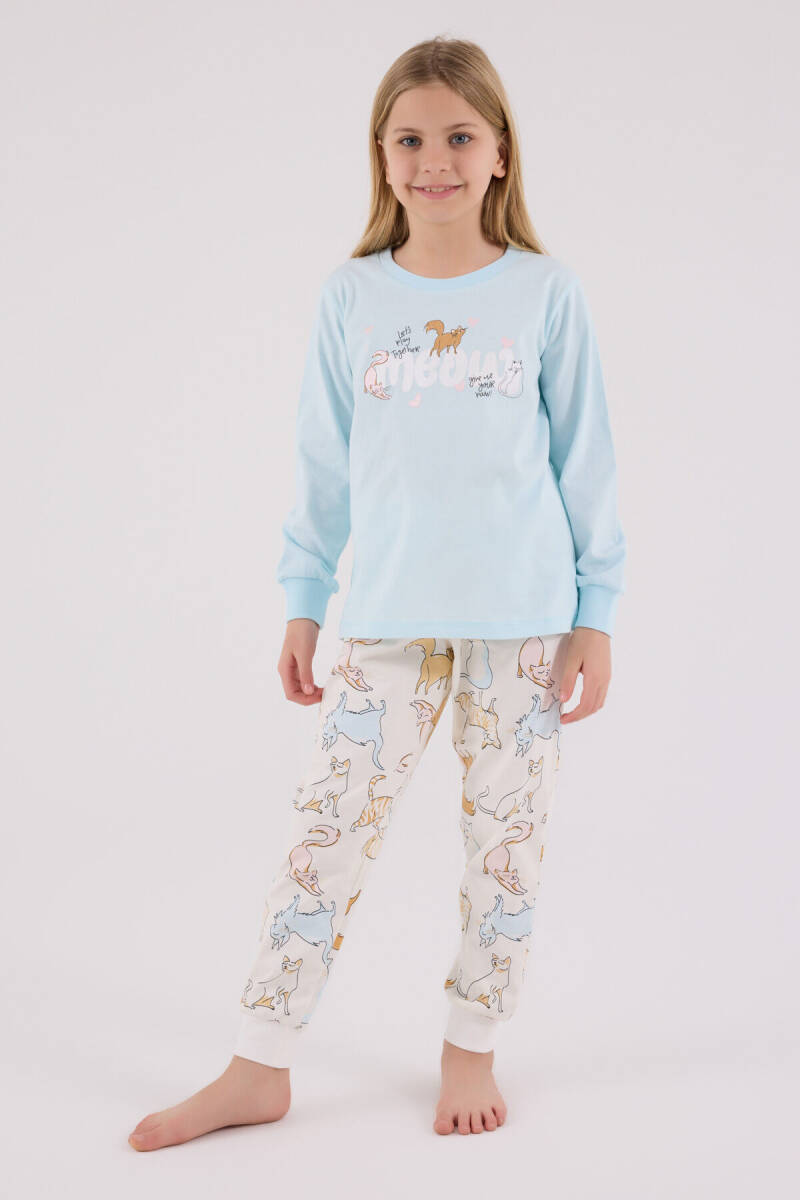 Rolypoly Kız Çocuk Pamuklu Kışlık Regular Fit Mavi Pijama Takımı RP3710-C-V1 - 4