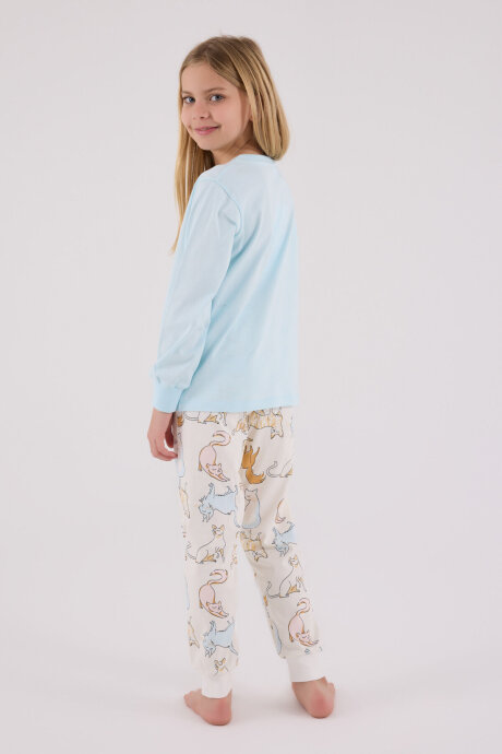 Rolypoly Kız Çocuk Pamuklu Kışlık Regular Fit Mavi Pijama Takımı RP3710-C-V1 - 6