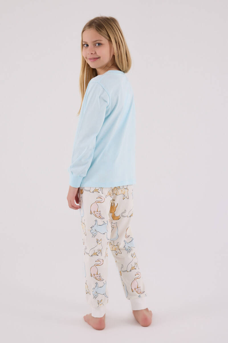 Rolypoly Kız Çocuk Pamuklu Kışlık Regular Fit Mavi Pijama Takımı RP3710-C-V1 - 6