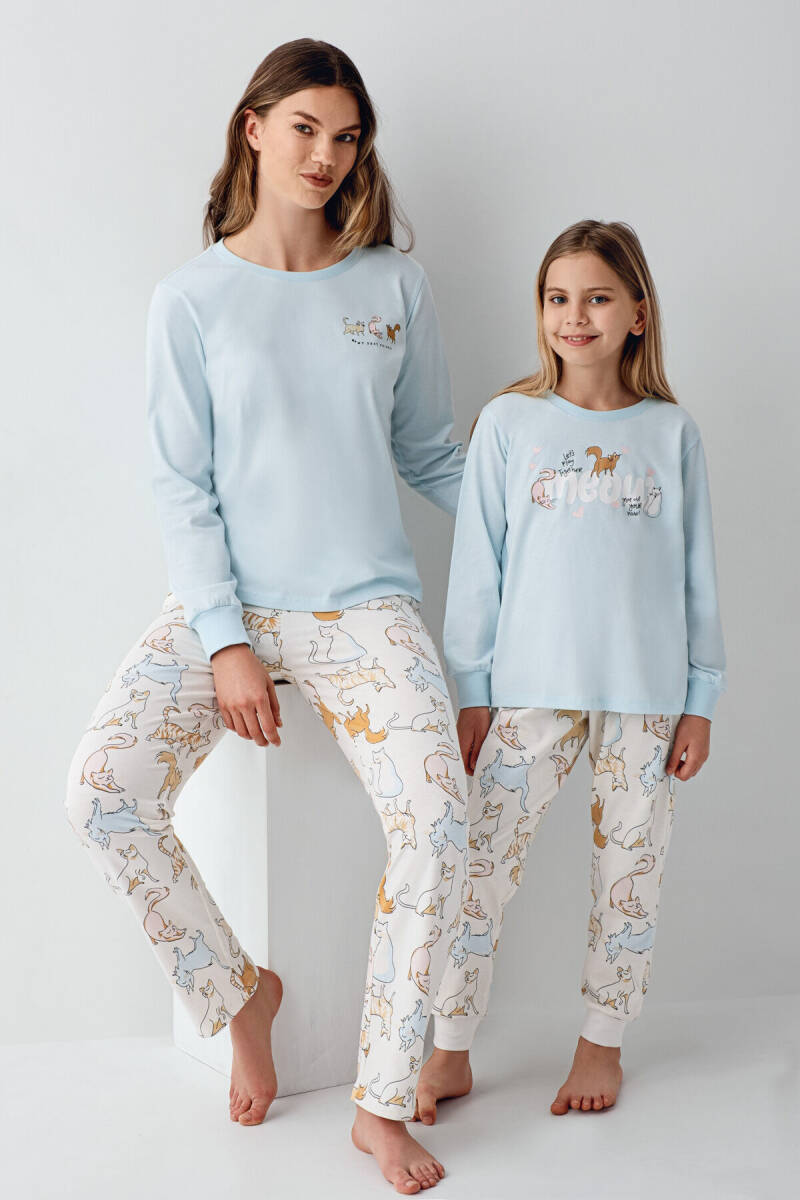Rolypoly Kız Çocuk Pamuklu Kışlık Regular Fit Mavi Pijama Takımı RP3710-C-V1 - 2