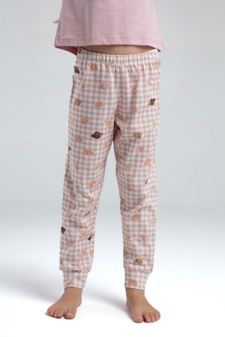 Rolypoly Kız Çocuk Pamuklu Bisiklet Yaka Pigment Baskılı Yazlık Regular Fit Pembe Pijama Takımı RP3587-C-V1 - 2