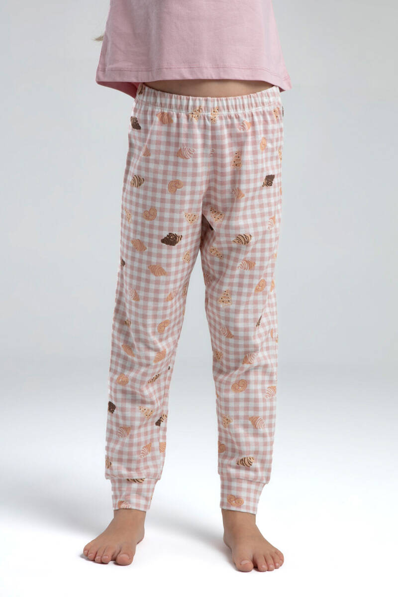 Rolypoly Kız Çocuk Pamuklu Bisiklet Yaka Pigment Baskılı Yazlık Regular Fit Pembe Pijama Takımı RP3587-C-V1 - 2