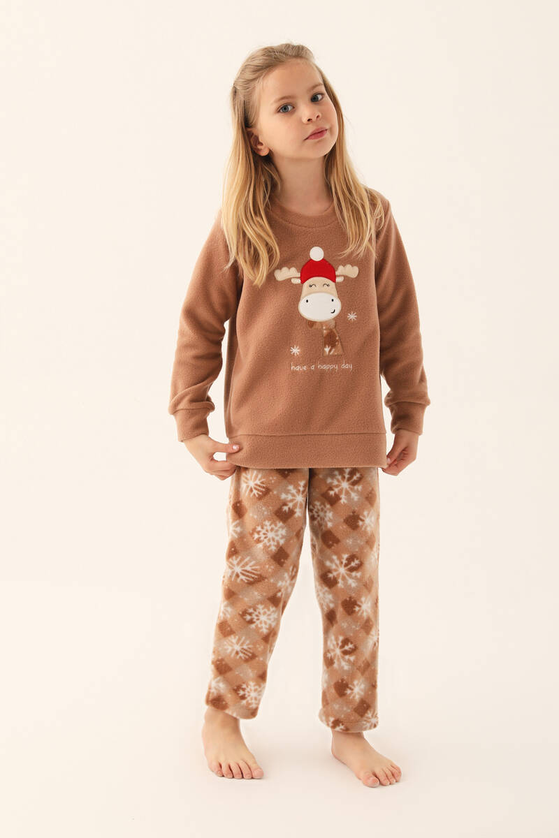 Arnetta Happy Snow Kahverengi Kız Çocuk Uzun Kol Pijama Takım Arnetta Happy Snow Kahverengi Kız Çocuk Uzun Kol Pijama Takım