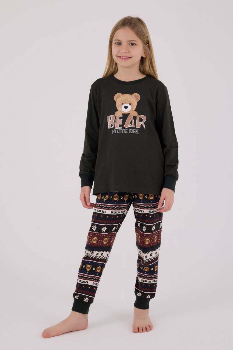 Arnetta Kız Çocuk Pamuklu Kışlık Regular Fit Gri Pijama Takımı AR3461-C-V1 - 3