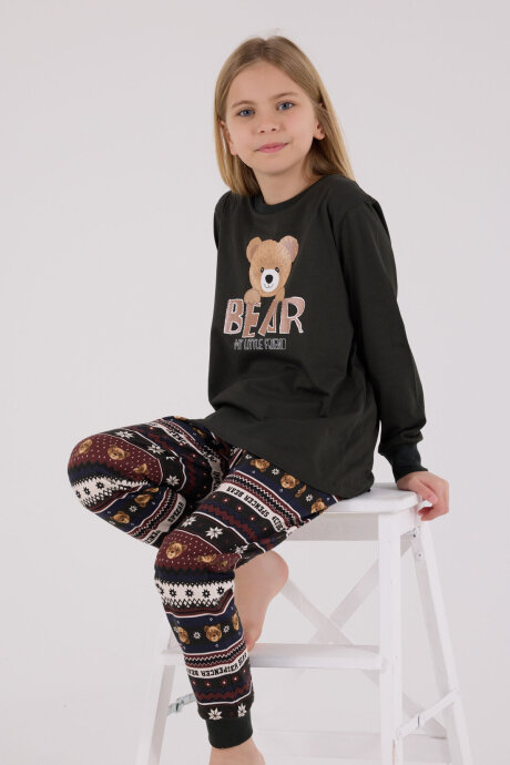 Arnetta Kız Çocuk Pamuklu Kışlık Regular Fit Gri Pijama Takımı AR3461-C-V1