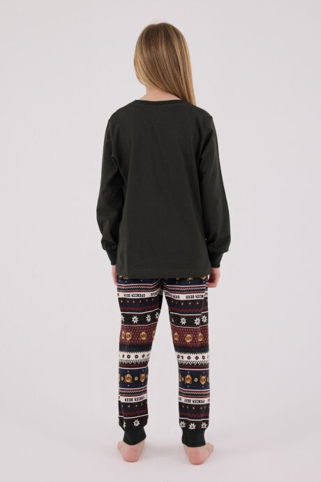 Arnetta Kız Çocuk Pamuklu Kışlık Regular Fit Gri Pijama Takımı AR3461-C-V1 - 4