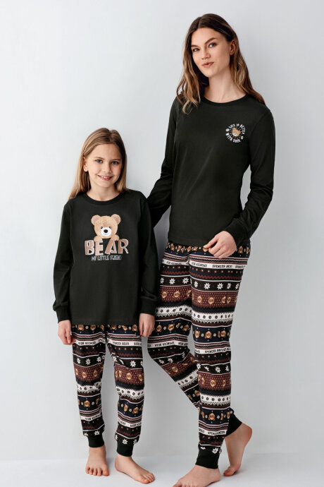 Arnetta Kız Çocuk Pamuklu Kışlık Regular Fit Gri Pijama Takımı AR3461-C-V1 (1)