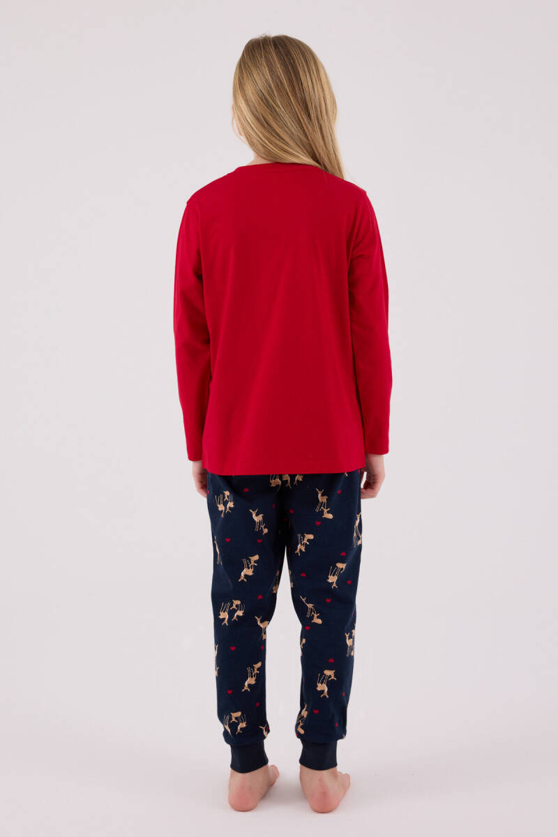 Arnetta Kız Çocuk Pamuklu Bisiklet Yaka Pigment Baskılı Kışlık Regular Fit Kırmızı Pijama Takımı AR3450-C-V2 - 5