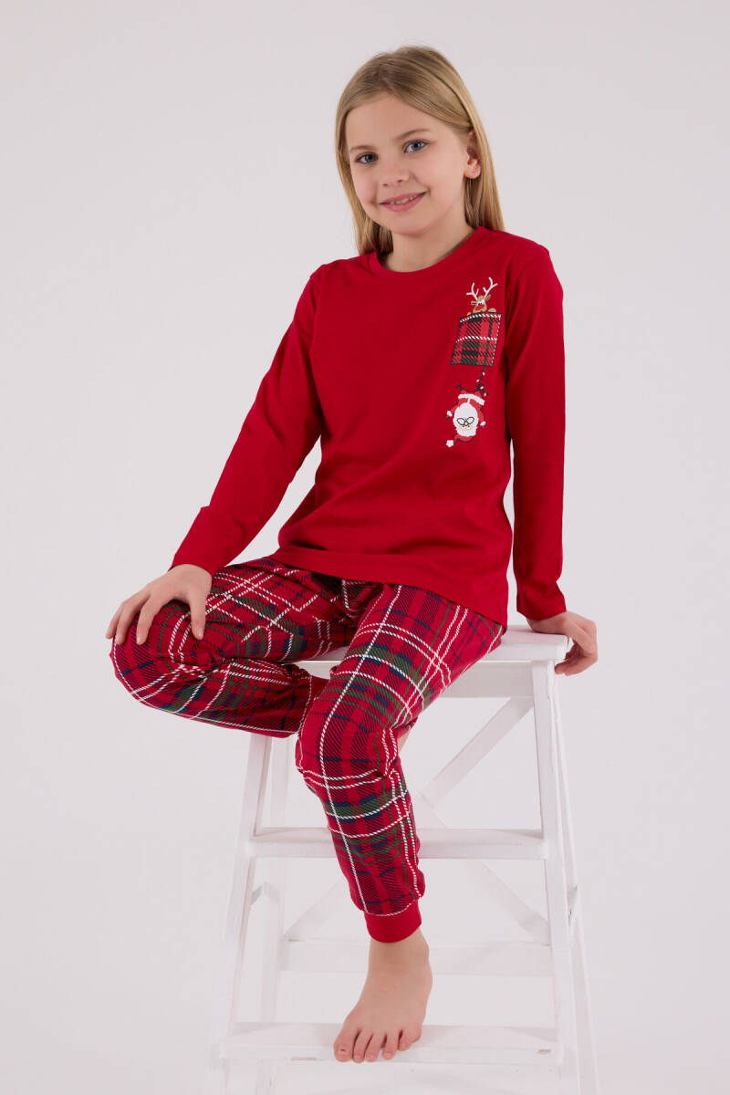 Arnetta Kız Çocuk Pamuklu Kışlık Regular Fit Kırmızı Pijama Takımı AR3512-C-V1 - 1