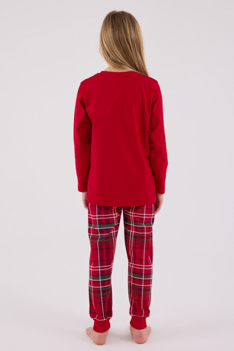Arnetta Kız Çocuk Pamuklu Kışlık Regular Fit Kırmızı Pijama Takımı AR3512-C-V1 - 4