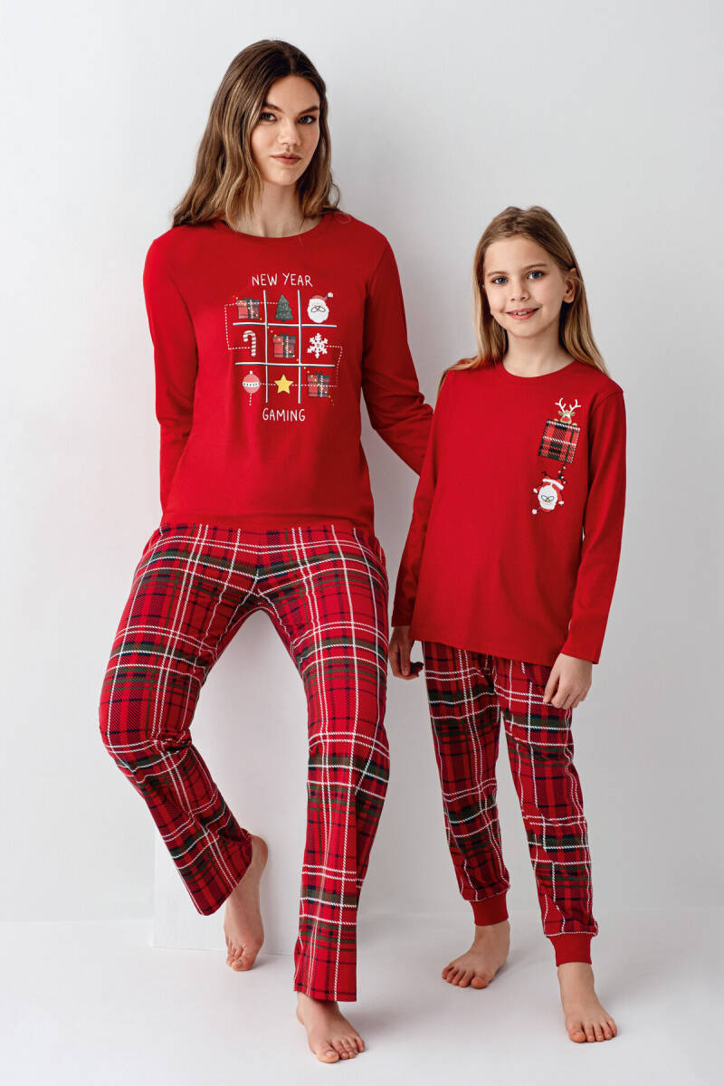 Arnetta Kız Çocuk Pamuklu Kışlık Regular Fit Kırmızı Pijama Takımı AR3512-C-V1 - 2