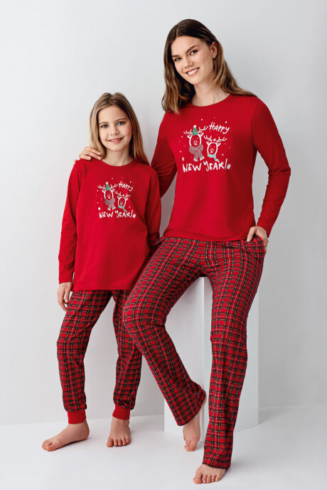Arnetta Kız Çocuk Pamuklu Kışlık Regular Fit Kırmızı Pijama Takımı AR3514-C-V1 (1)