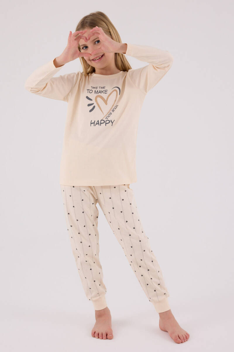 Arnetta Kız Çocuk Kışlık Regular Fit Krem Pijama Takımı AR3434-C-V1 - 3