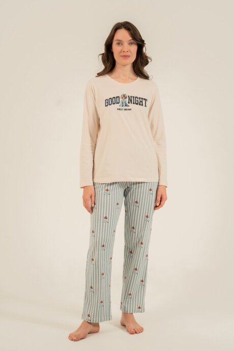 Arnetta Anne Kız %100 Pamuk Sweet Dreams Krem Uzun Kol Pijama Takım AR3734-A-V1 - 7