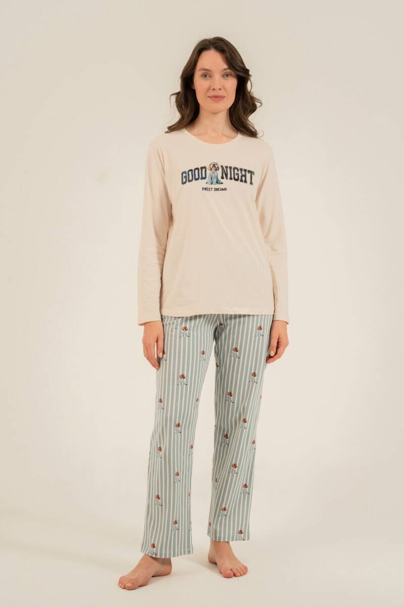 Arnetta Anne Kız %100 Pamuk Sweet Dreams Krem Uzun Kol Pijama Takım AR3734-A-V1 - 7