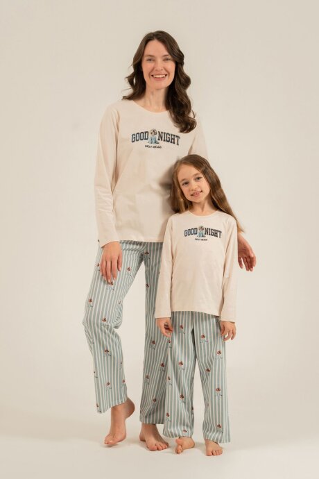 Arnetta Anne Kız %100 Pamuk Sweet Dreams Krem Uzun Kol Pijama Takım AR3734-A-V1