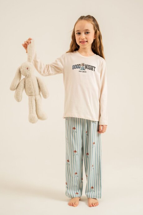 Arnetta Anne Kız %100 Pamuk Sweet Dreams Krem Uzun Kol Pijama Takım AR3734-A-V1 - 3