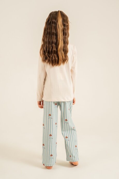 Arnetta Anne Kız %100 Pamuk Sweet Dreams Krem Uzun Kol Pijama Takım AR3734-A-V1 - 4