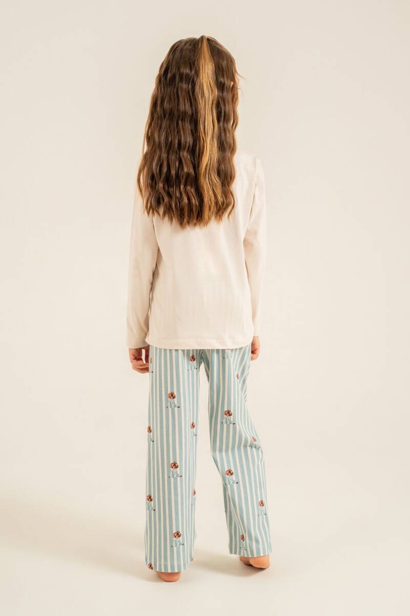 Arnetta Anne Kız %100 Pamuk Sweet Dreams Krem Uzun Kol Pijama Takım AR3734-A-V1 - 4