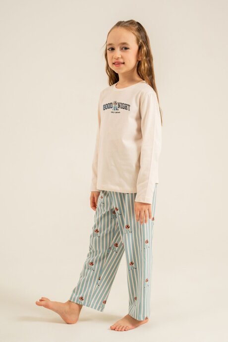 Arnetta Anne Kız %100 Pamuk Sweet Dreams Krem Uzun Kol Pijama Takım AR3734-A-V1 - 5