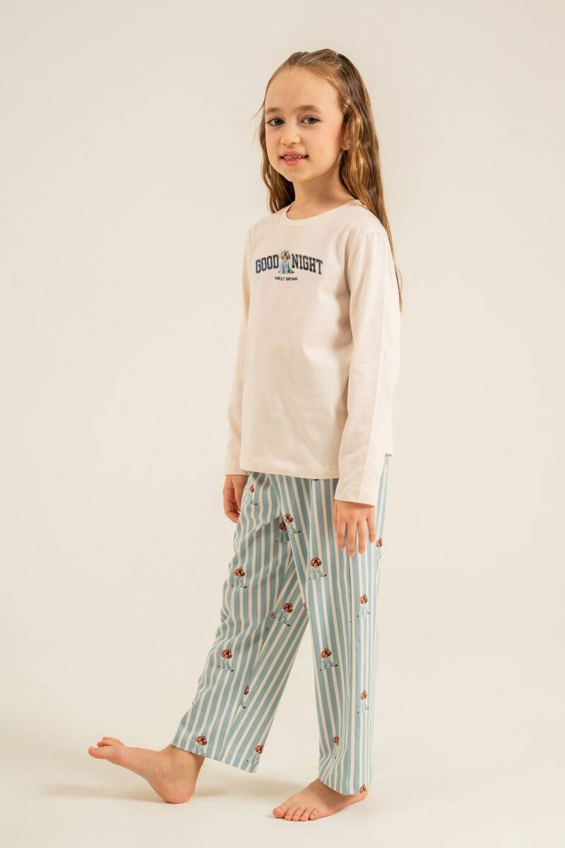 Arnetta Anne Kız %100 Pamuk Sweet Dreams Krem Uzun Kol Pijama Takım AR3734-A-V1 - 5