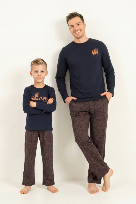 Arnetta Baba Oğul Bear Club Lacivert Uzun Kol Pijama Takım AR3824-A-V1 (1)