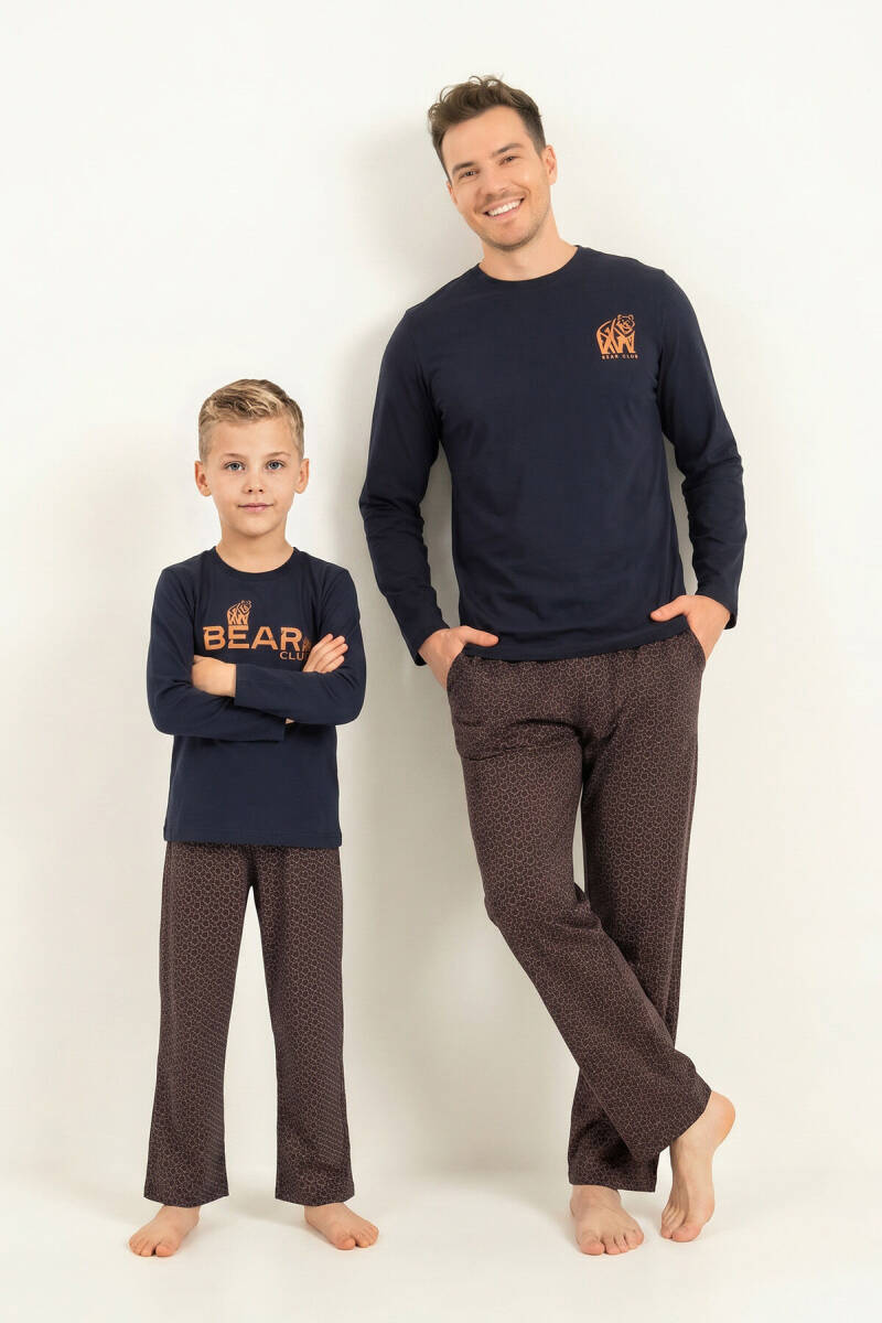 Arnetta Baba Oğul Bear Club Lacivert Uzun Kol Pijama Takım AR3824-A-V1 - 2