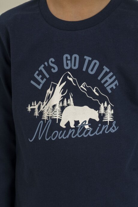 Arnetta Baba Oğul %100 Pamuk Çocuk Let's Go To The Mountains Lacivert Uzun Kol Pijama Takım AR3832-A-V1 - 8