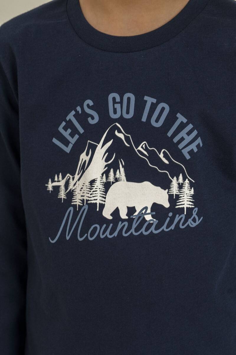 Arnetta Baba Oğul %100 Pamuk Çocuk Let's Go To The Mountains Lacivert Uzun Kol Pijama Takım AR3832-A-V1 - 8
